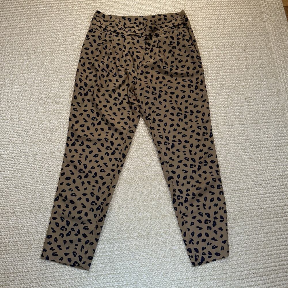 Forever 21 Leopard Print High Waisted Pleated Workout Pants Tan/Black Size L - Picture 1 of 6